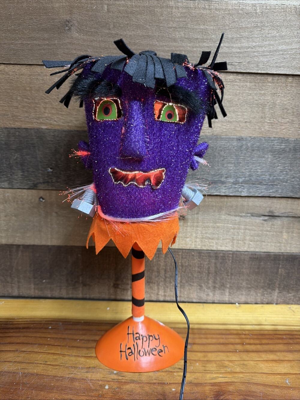 Dept 56 Fiber Optic Frankenstein Head on Base Orange 15"